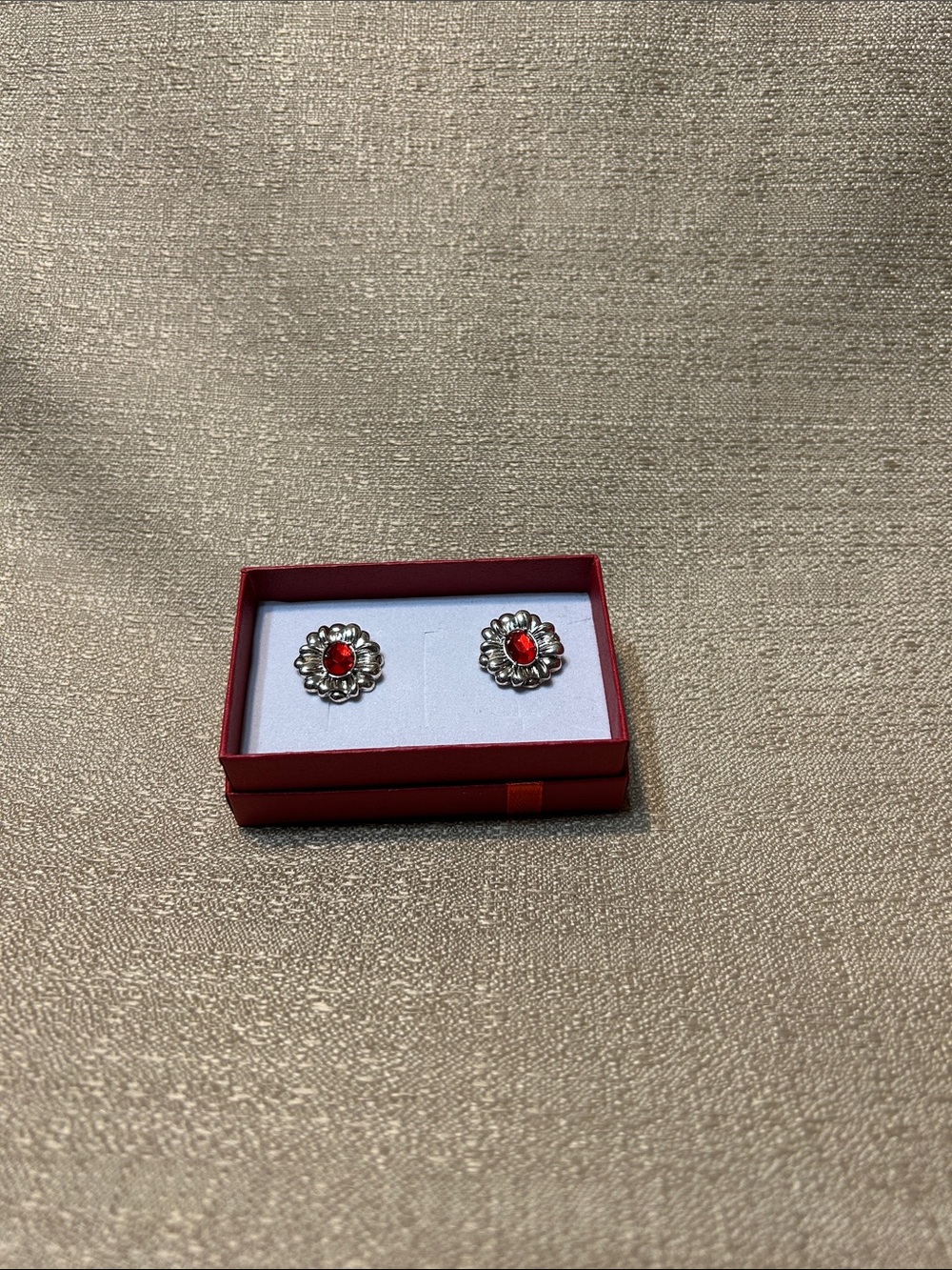Avon Antiqued Floral Birthstone Earrings July